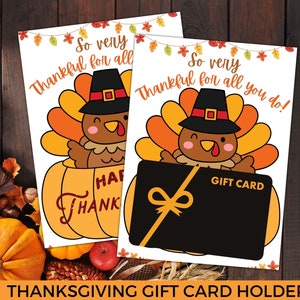 Thanksgiving Gift Card Holder Printable, So Very Thankful Gift Card, Thank You Gift Card, Cute Turkey Teacher Team Staff Appreciation Gift