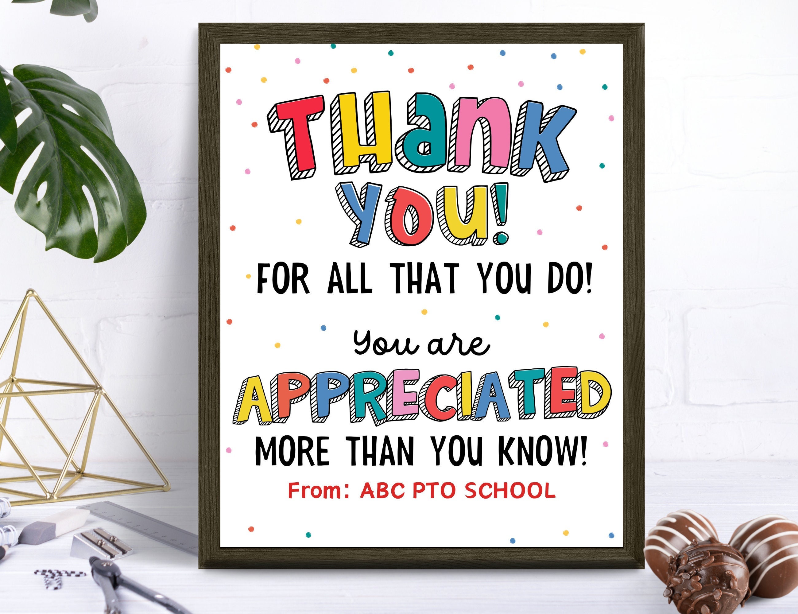 Teacher Staff Appreciation Sign, Teacher Appreciation Week, Thank You ...