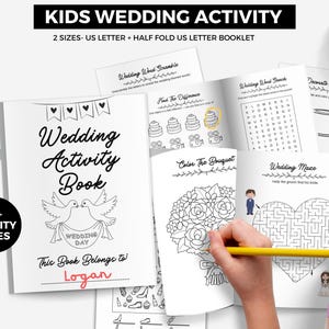 Wedding Kids Activity Pack, DIY Wedding Coloring Book, Kids Wedding Activity Book, Fun Table Games Activities, Kids Coloring Pages Download