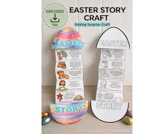 Easter Story Folding Craft Printable Holy Week Timeline Activity, Christian Religious Church Craft, Sunday School Kids Ministry Bible Craft