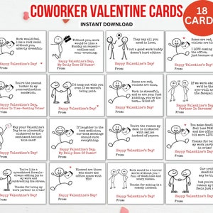 Carte de Saint-Valentin drôle de collègue, cartes de Saint-Valentin de travail, Saint-Valentin de bureau pour le personnel des employés de bureau, cadeaux imprimables de collègue de Saint-Valentin