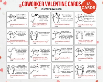 Funny Coworker Valentines Card, Work Valentine Cards, Office Valentines For Coworkers Employee Staff, Printable Valentine Day Coworker Gifts