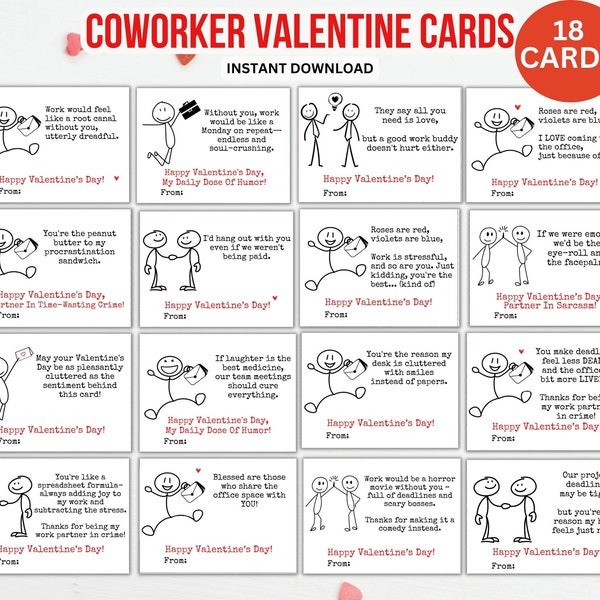 Funny Coworker Valentines Card, Work Valentine Cards, Office Valentines For Coworkers Employee Staff, Printable Valentine Day Coworker Gifts