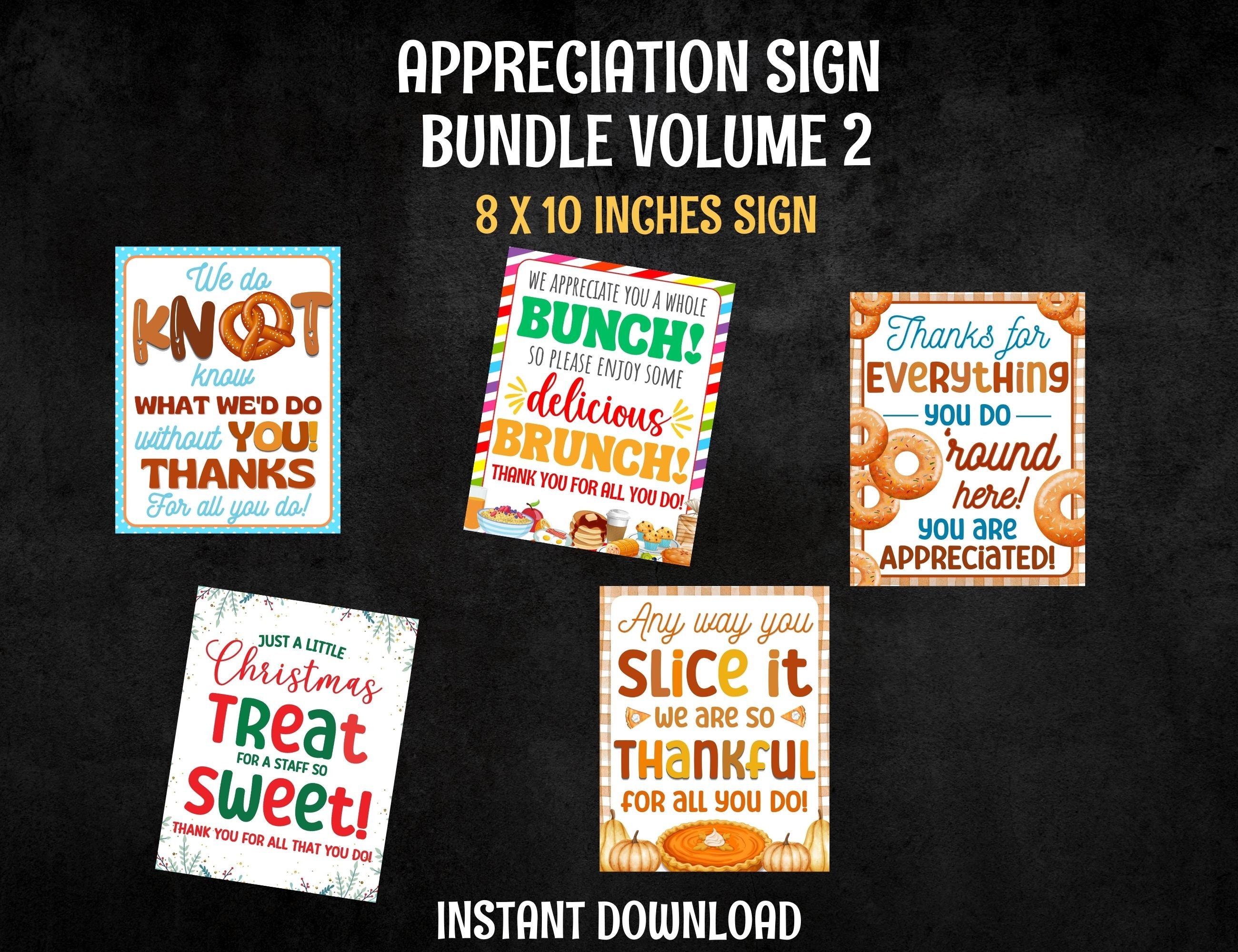 Printable Appreciation Sign Bundle, Teacher Employee Staff Appreciation ...