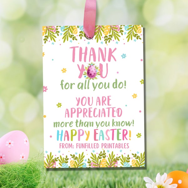 Easter Appreciation Tag, Teacher Staff Appreciation, Easter Employee Appreciation,   Client Team Easter Thank You Tag, Teacher Easter Card