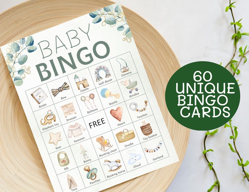 Gender Neutral Baby Shower Bingo Baby Shower Games Baby Etsy
