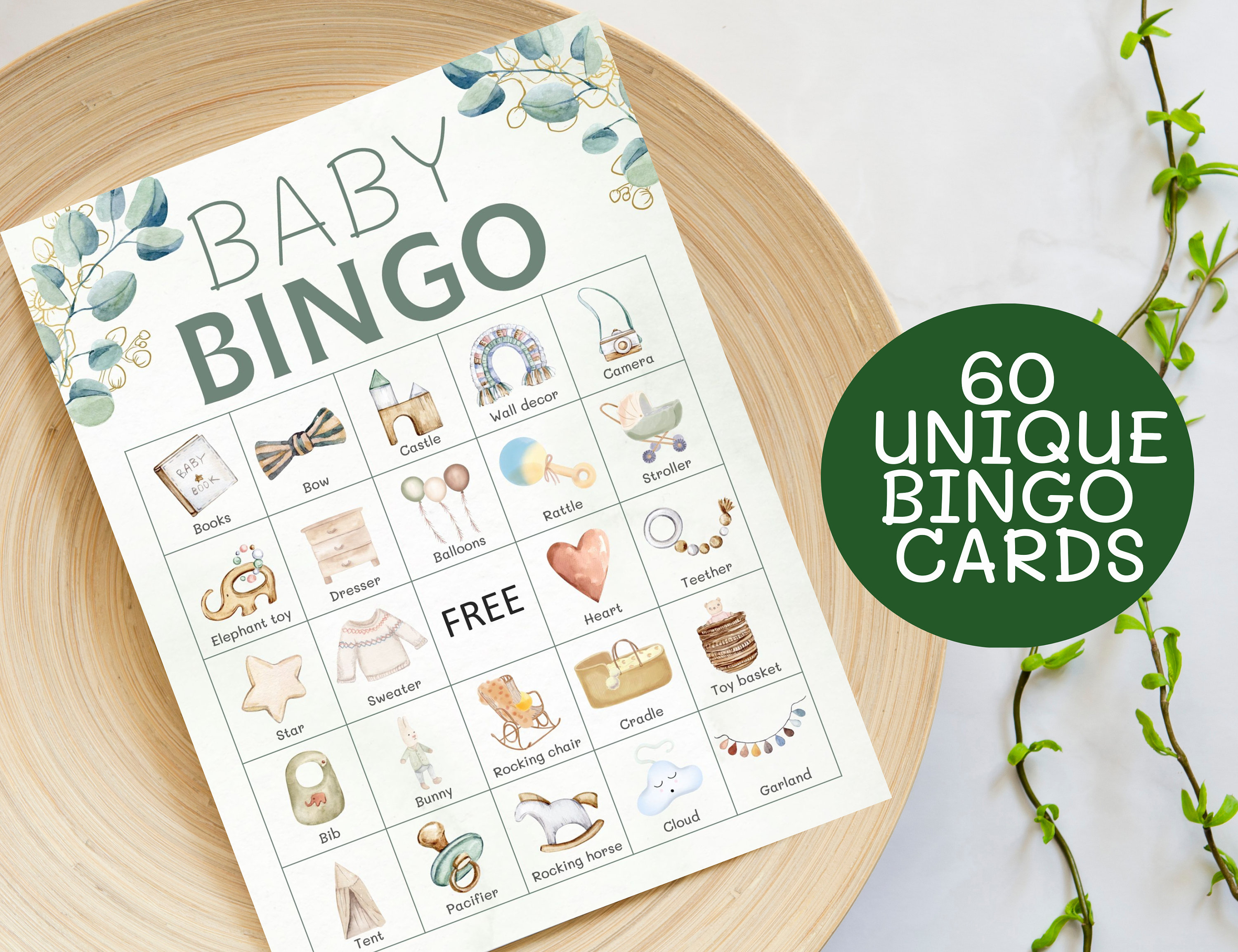 Gender Neutral Baby Shower Bingo Baby Shower Games Baby Etsy