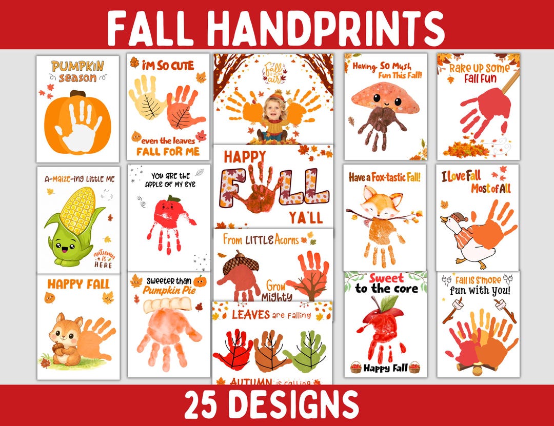 Fall Handprint Crafts, 25 Autumn Handprint Keepsake, Printable Fall ...