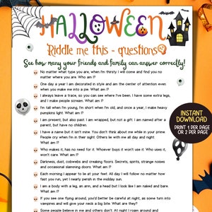 Halloween Trivia Riddle Me This Game Printable, Halloween Party Games, Halloween Activities, Teens Kids Class Party Game, Adult Office Game