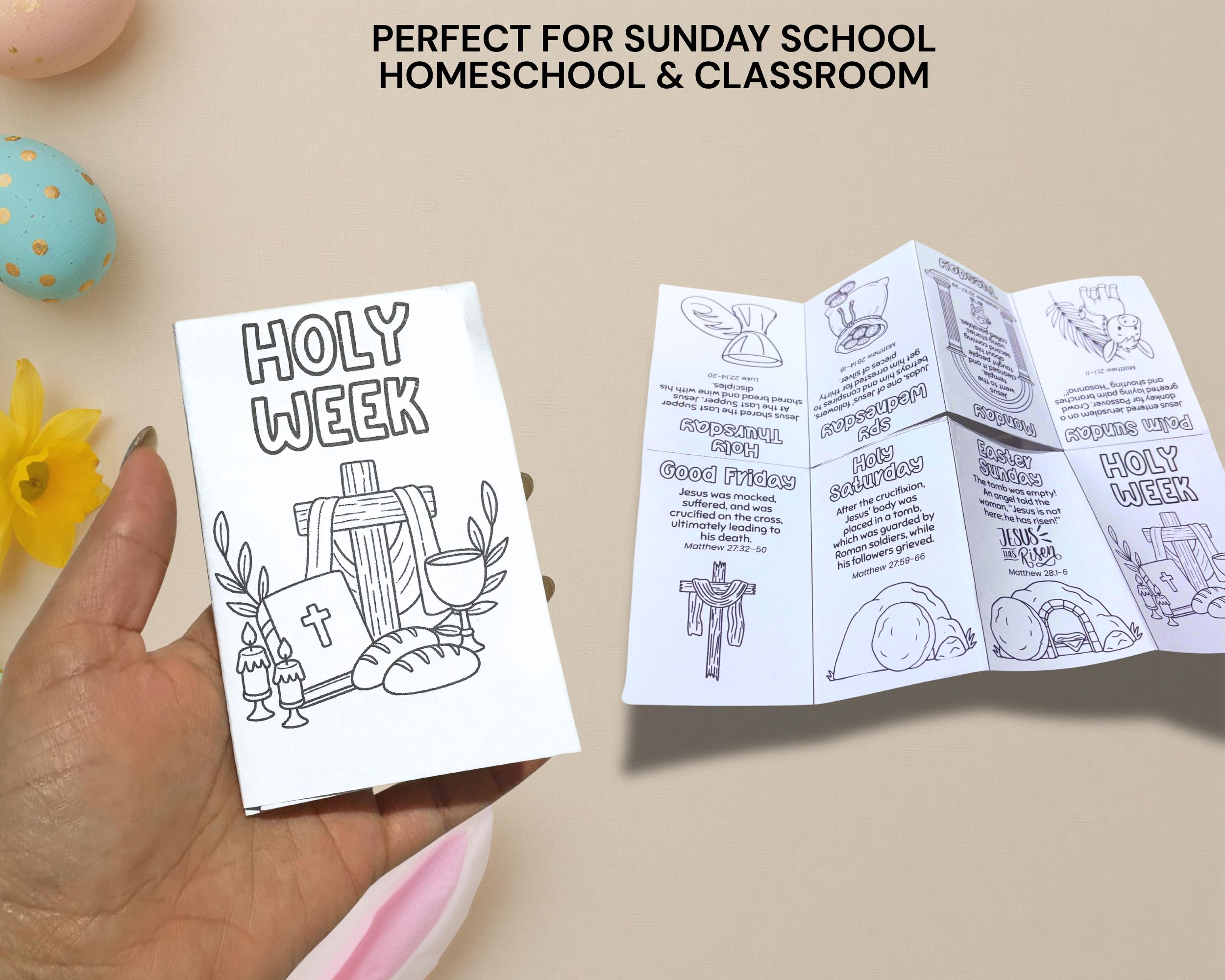 Holy Week Mini Coloring Book Printable Easter Story Craft for Kids ...