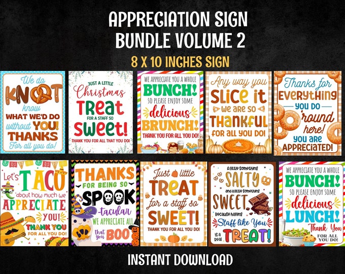 Appreciation Sign Bundle, Staff Appreciation, Teacher Appreciation ...