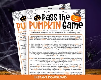 Pass The Pumpkin Game Halloween Left Right Game, Halloween Game For Kids Party, Pass The Pumpkin Story, Halloween Class Party Game Activity
