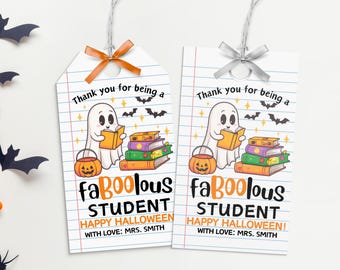 Faboolous Student Halloween Tag, Halloween Student Gift Tag From Teacher, Classroom Student Halloween Gift, Halloween Student Treats Tag