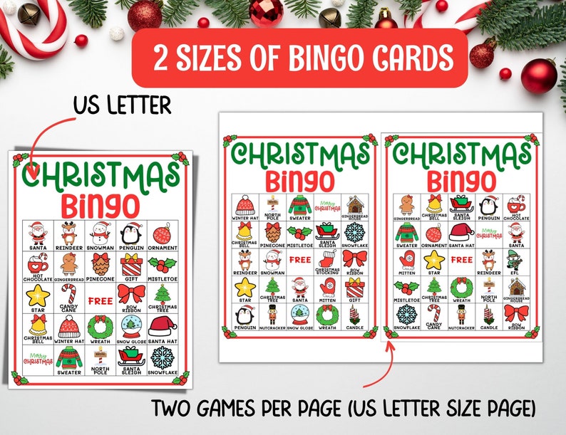 100 Christmas Bingo Cards, Printable Christmas Bingo Game for Kids ...