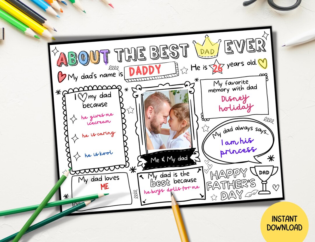 All About My Dad Fathers Day Questionnaire Printable Fathers Day Kids ...