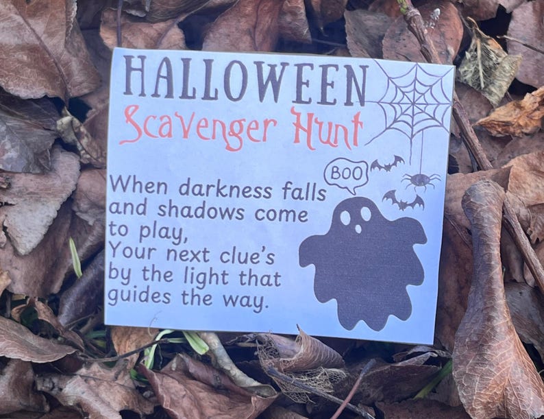 Halloween Scavenger Hunt for Kids Teens, Halloween Party Games, 24