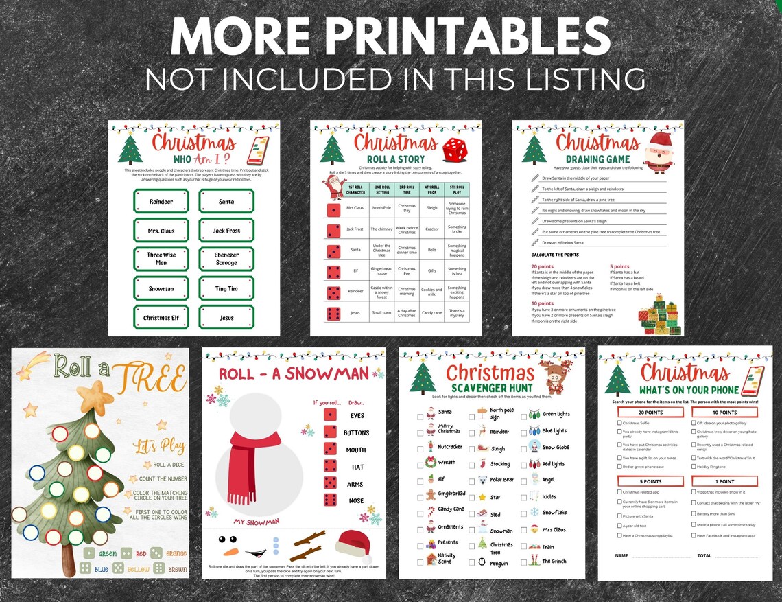 Christmas Drawing Game Printable Christmas Game for Kids and - Etsy