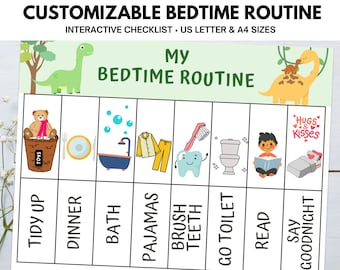 Aangepaste Bedtime-routinekaart peuter, visuele routine-flip-over voor kinderen, karwei-kaart met foto's, vouwchecklist voor kinderen, afdrukbaar
