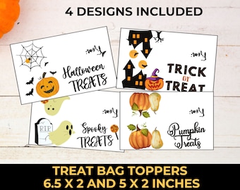 Halloween Treat Bags, Printable Halloween Bag Toppers, Candy Bag Toppers, Treat bag topper, School Halloween tags, Halloween Party favors,