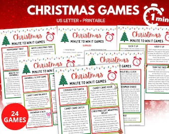 Minute To Win It Christmas Games, Printable Christmas Party Games, Christmas Games For Family Kids Adults, Holiday Party Games for Groups