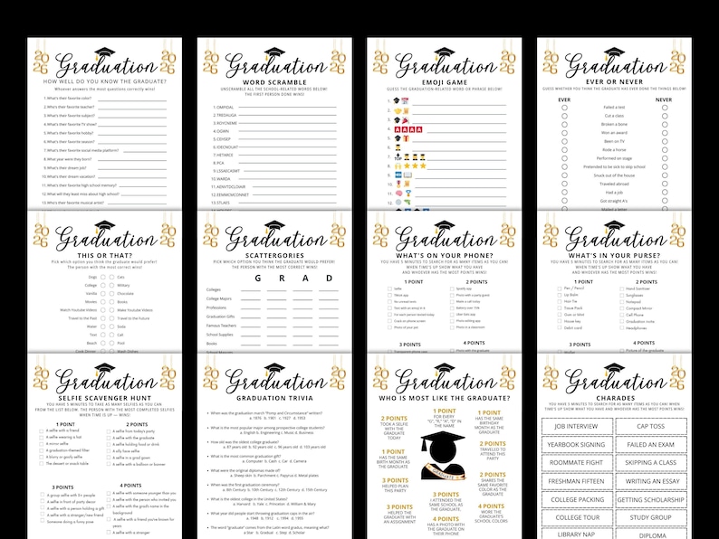 Graduation Games 2026, Graduation Party Games, Class of 2026 Graduation Games Bundle, Fun Grad Party Games Printable Graduation Activity image 4