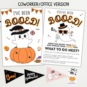 You&#39;ve been booed office coworker sign printable, Booed sign office version work desk, Halloween game I&#39;ve been booed, Boo Halloween Tags