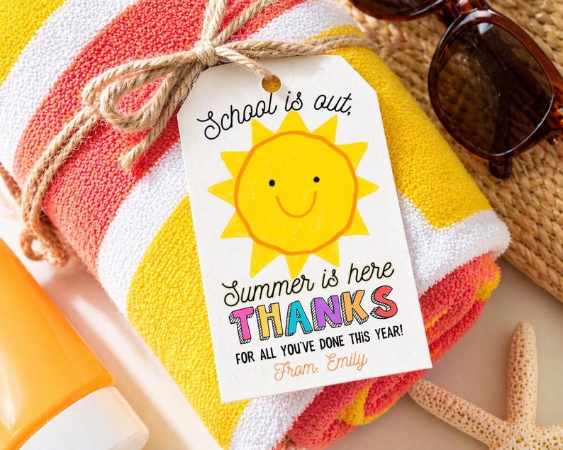 End of Year Teacher Summer Appreciation Tag, Thank You Teacher Gift Tag ...