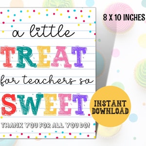 Teacher Sweet Treat Tag, Teacher Appreciation Thank You Tags, Teacher Appreciation Week, Teacher favors, Back to school, End of School