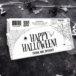 Halloween Candy Bar Wrapper, Chocolate Bar Wrapper, Halloween Party Chocolate Favors 1.55 oz, Halloween Treats, Spooky Wrapper Printable