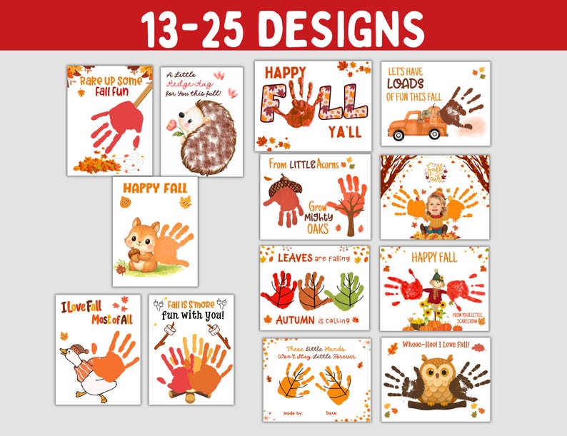 Fall Handprint Crafts, 25 Autumn Handprint Keepsake, Printable Fall ...