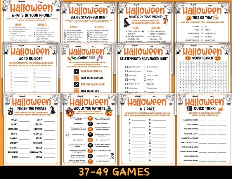 Halloween Games For Kids Adults, Halloween Party Games Bundle, Fun Halloween Printable Games, Teen Halloween Activities, Emoji Trivia Quiz image 6