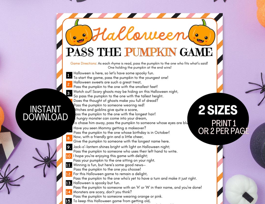 Halloween Pass the Pumpkin Game for Kids Halloween Party, Left Right ...