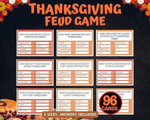 Thanksgiving Friendly Feud Game, Printable Thanksgiving Game, Thanksgiving Game Family Party Game, Thanksgiving Trivia Adults, Dinner Game