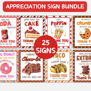 Appreciation Sign Printable Bundle for Teacher Appreciation, Employee Nurse Team Staff Appreciation Poster Breakfast Lunch Snack Table Signs