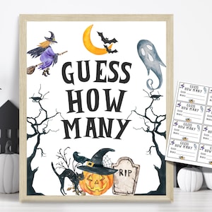 Raten Sie, wie viele Halloween-Ratespiel druckbar, lustiges Halloween-Spiel für Erwachsene, Kinder-Partyspiel, Bürospiel-Duschspiel, Klassen-Partyspiel