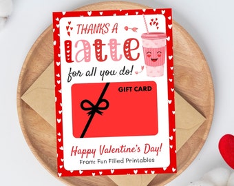 Gracias por imprimir la tarjeta de regalo de San Valentín con diseño de café con leche, regalo de San Valentín para profesores, regalo de San Valentín para profesores de guardería o amigos.