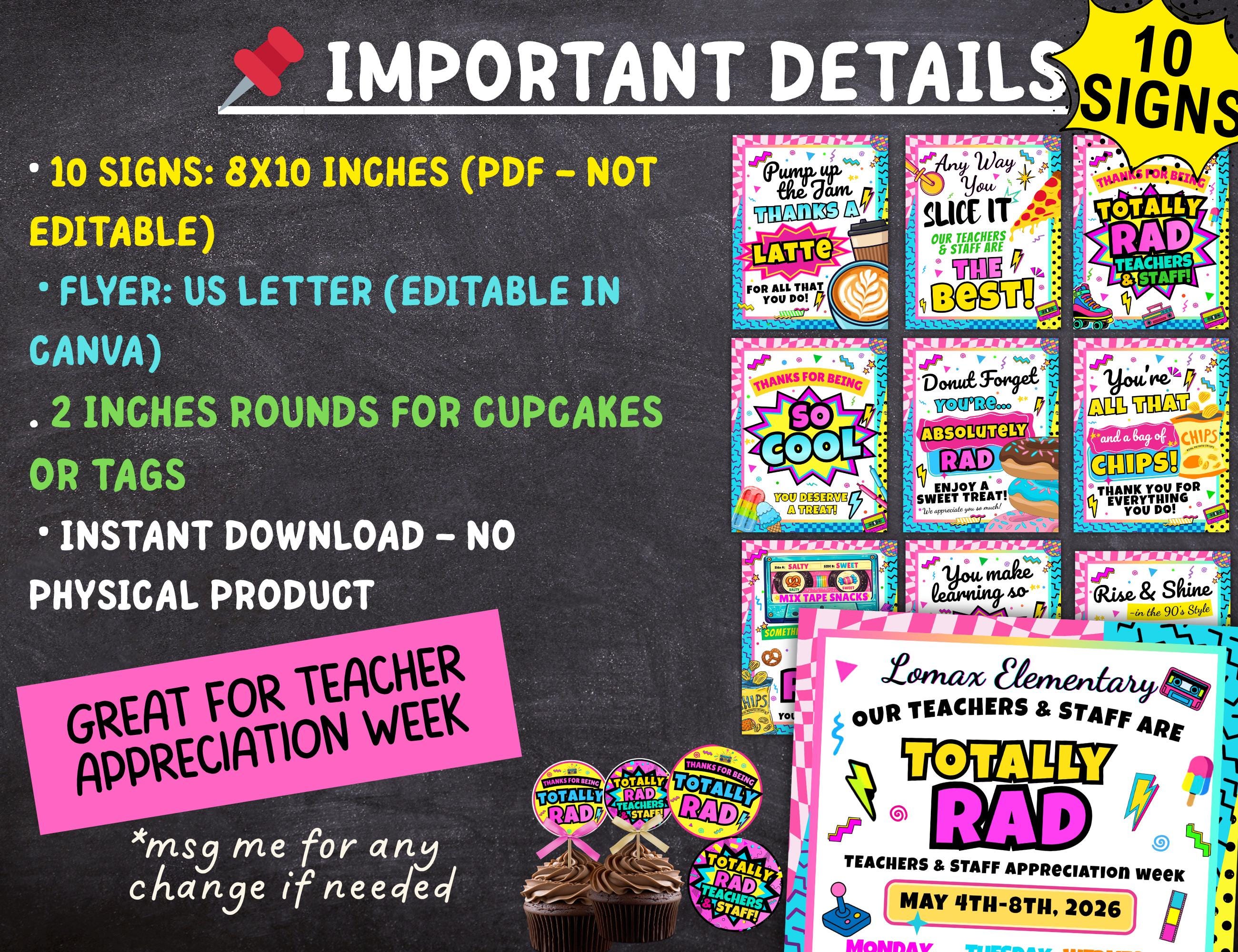 90s Teacher Appreciation Week Theme Bundle- Canva Flyer Template ...