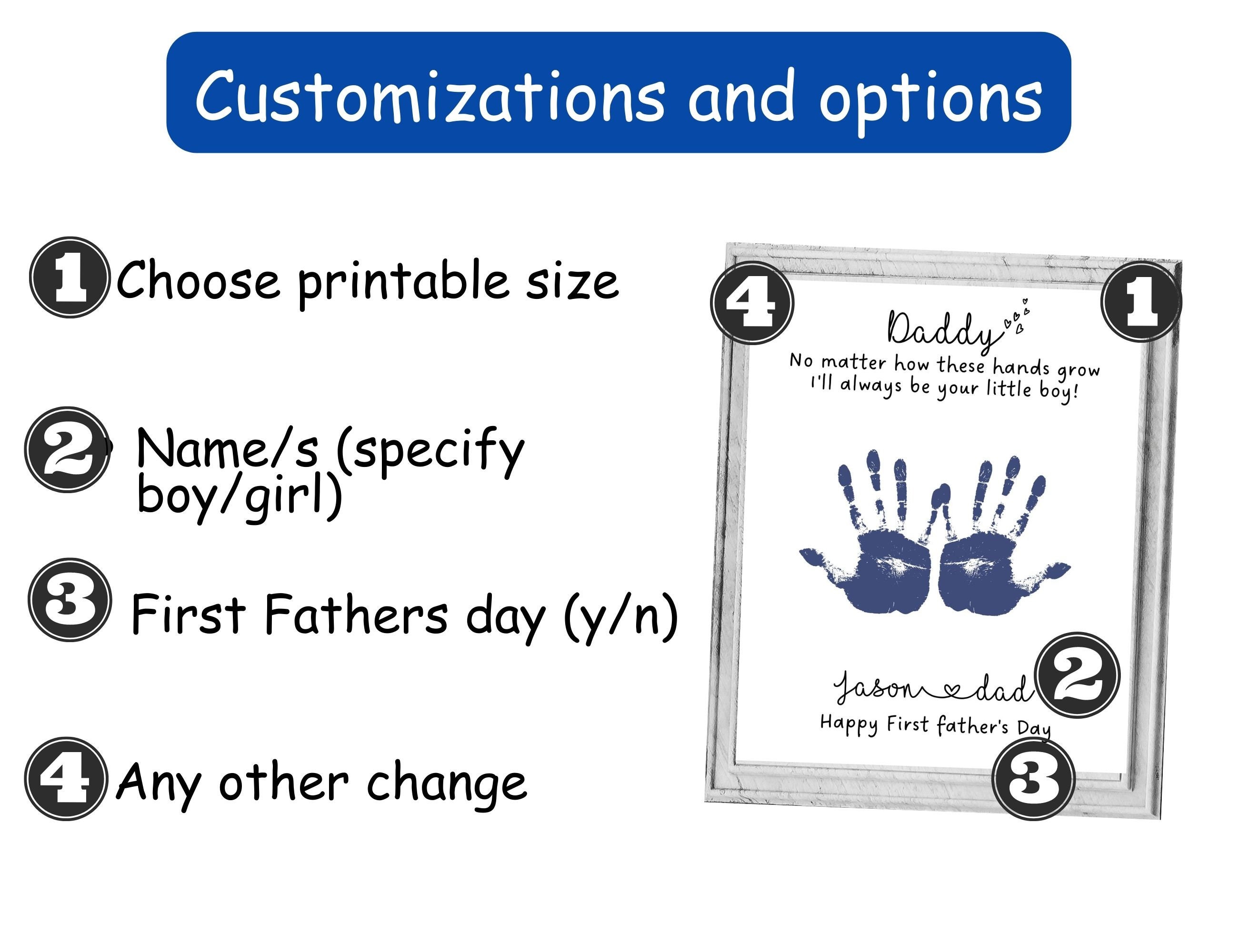 Dad Personalized Name Handprint Printable, Fathers Day Gifts for Dad ...