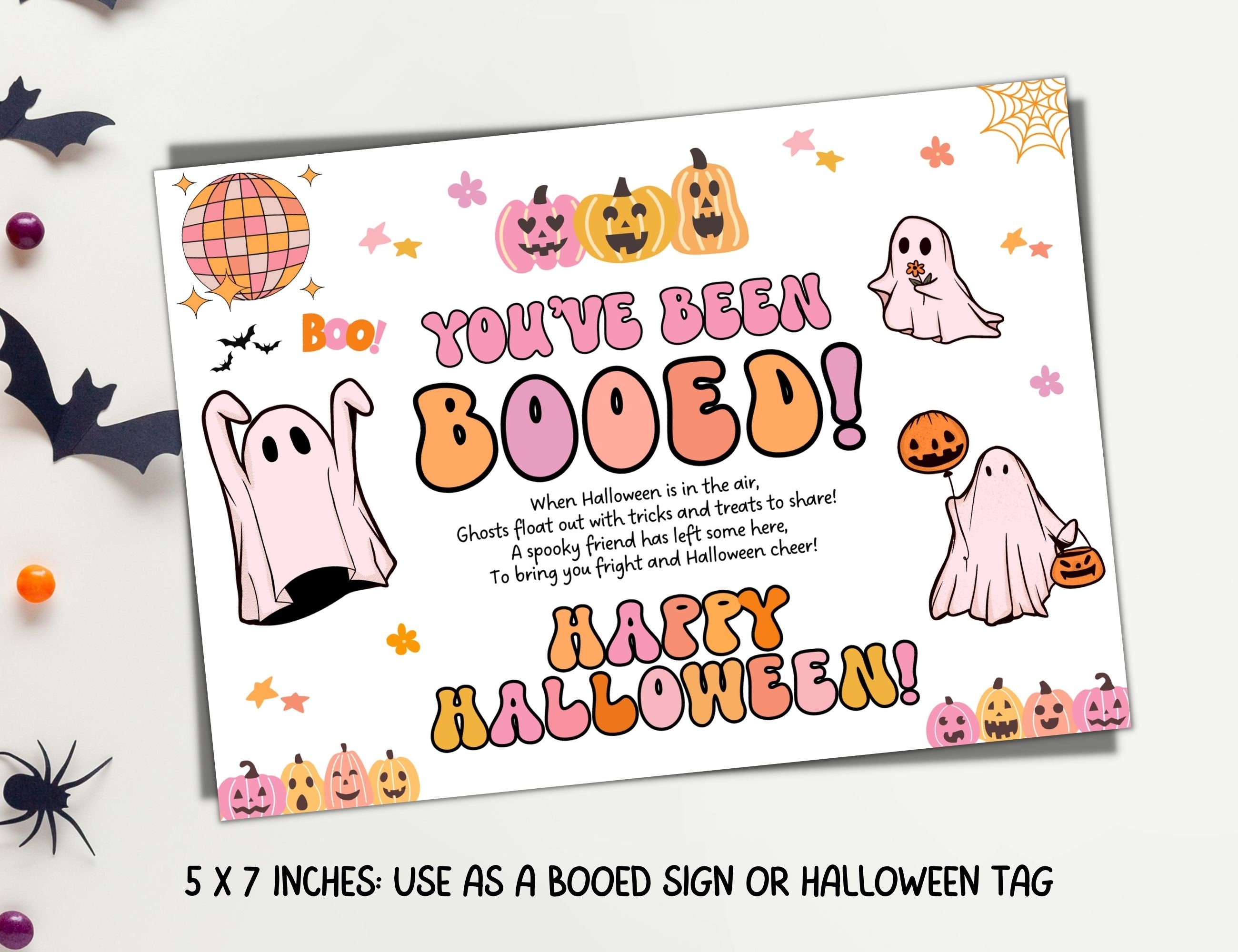 You've Been Booed Printable Halloween Booed Sign Tag, Ghost Cute Booed ...