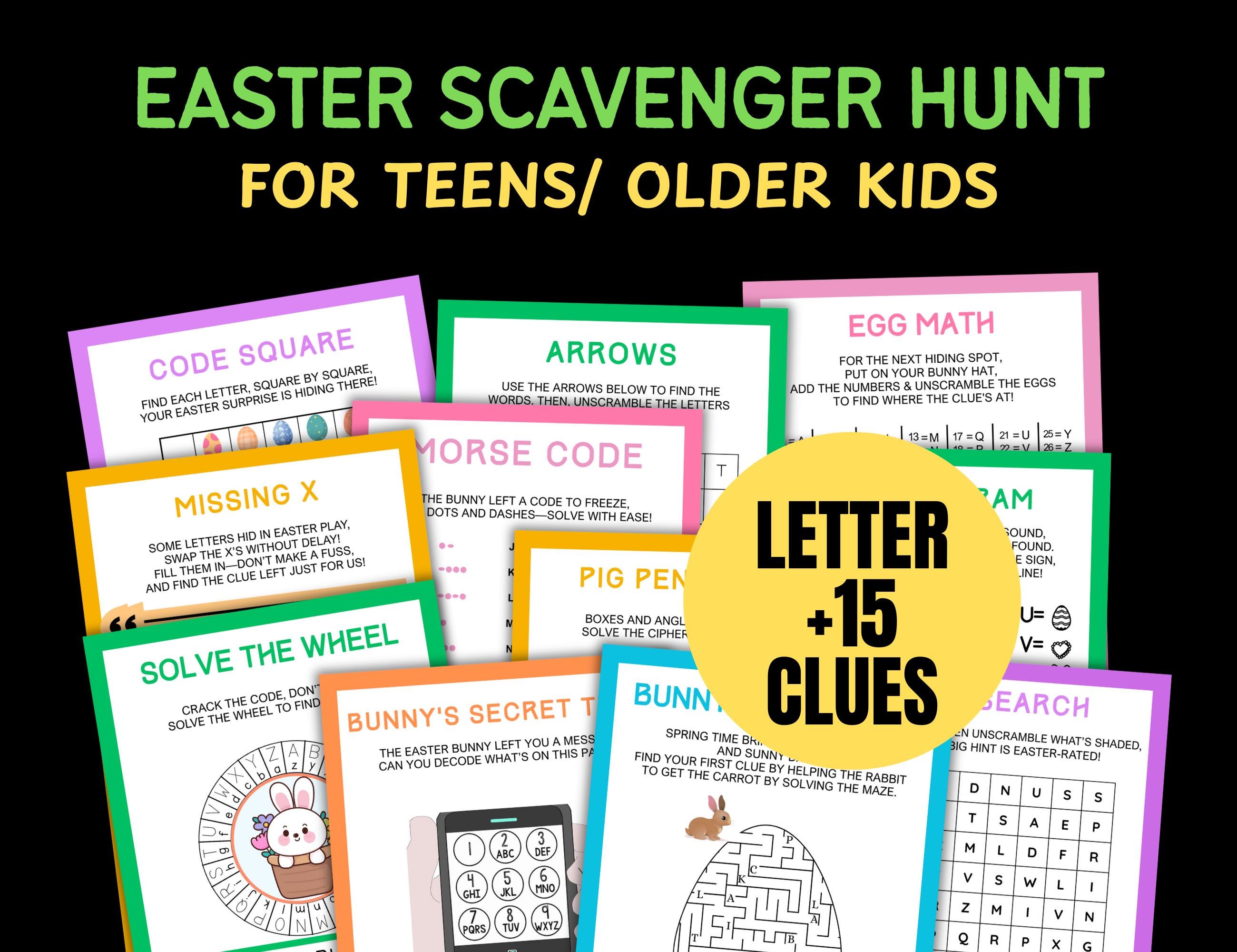 Teen Easter Scavenger Hunt, Indoor Easter Hunt for Older Kids & Tween ...