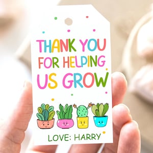 Étiquette cadeau plante enseignant Merci de nous avoir aidés à cultiver