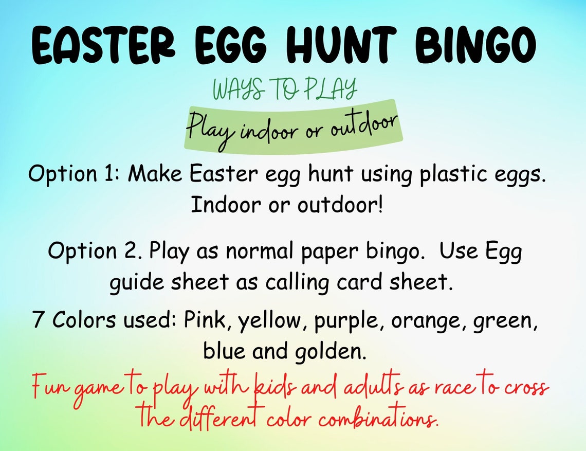 Easter Egg Bingo 60 Easter Bingo Cards Easter Party Games Etsy