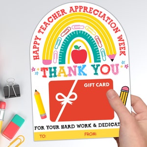 Teacher Appreciation Gift Card Holder Printable, Teacher Thank You Card, Teacher Appreciation Card Printable, Teacher Gift