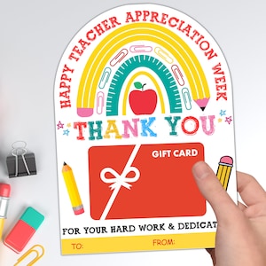 Porta carte regalo stampabile per ringraziare gli insegnanti, biglietto di ringraziamento per gli insegnanti, biglietto di ringraziamento stampabile per gli insegnanti, regalo per la settimana di apprezzamento degli insegnanti
