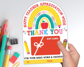 Teacher Appreciation Week Gift Card Holder Printable, Teacher Thank You Card, Teacher Gift Card, Teacher Week Gift