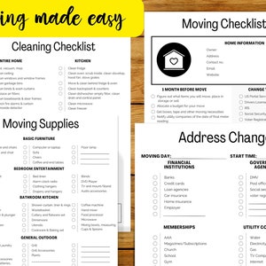Moving Checklist, Moving Planner