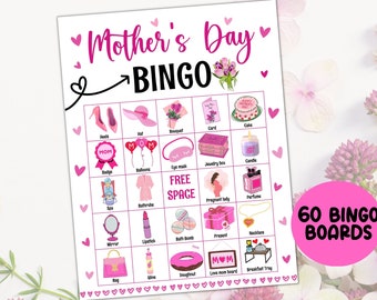 Mother's day bingo game, 60 bingo cards printable, Mother's Day Game Activity, Mom bingo, Mother's Day Celebration, Mother's Day Party Idea