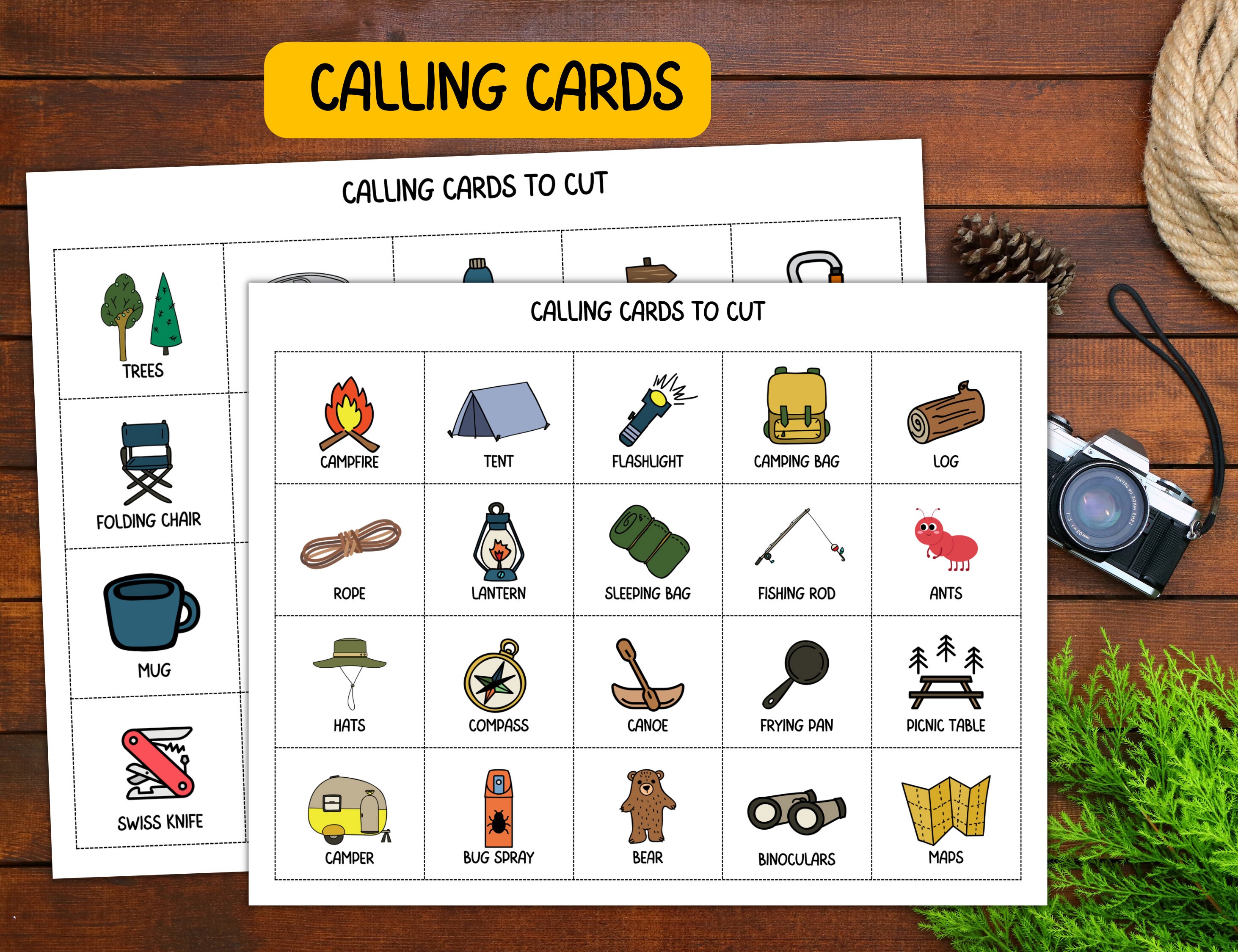 30 Camping Bingo Cardsprintable Game, Fun Camping Game, Summer Camp ...