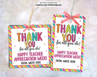 Waarderingstags leraar, bedankkaartjes leraar, cadeaukaartje leraar, afdrukbaar cadeau leraar waardering, Happy Appreciation Week-cadeaukaartjes