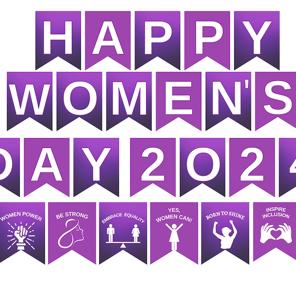 Women's Day Banner Printable, International Women's Day Banner Decoration, Women's Day Bunting PDF, March 8